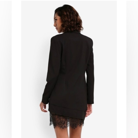 MISSGUIDED Peace+Love Black Lace Hem Blazer Dress NWT - Picture 3 of 3
